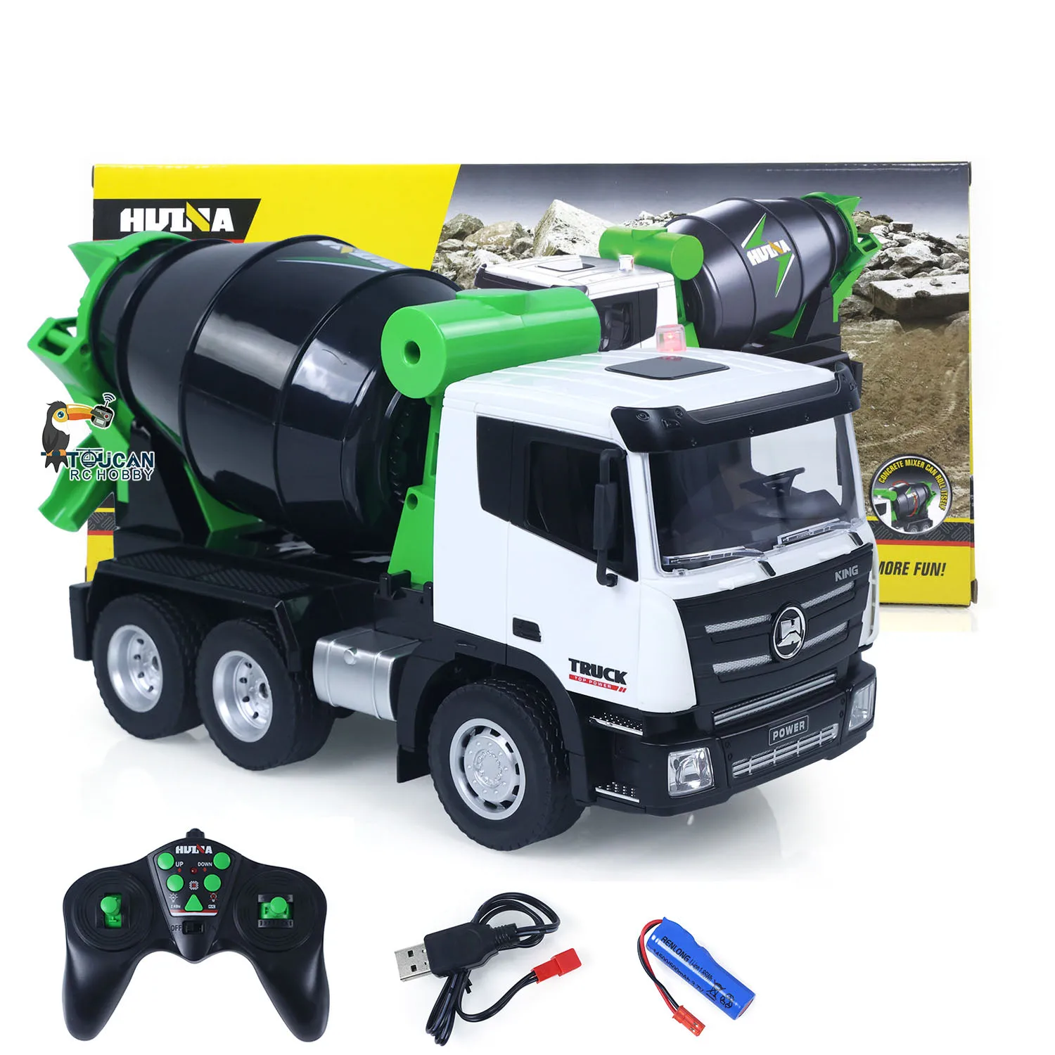 1/18 HUINA RC 콘크리트 자동차 전동 1557 2.4GHz 9CH RC 믹서 트럭 모델 트랙터 장난감 어린이 선물