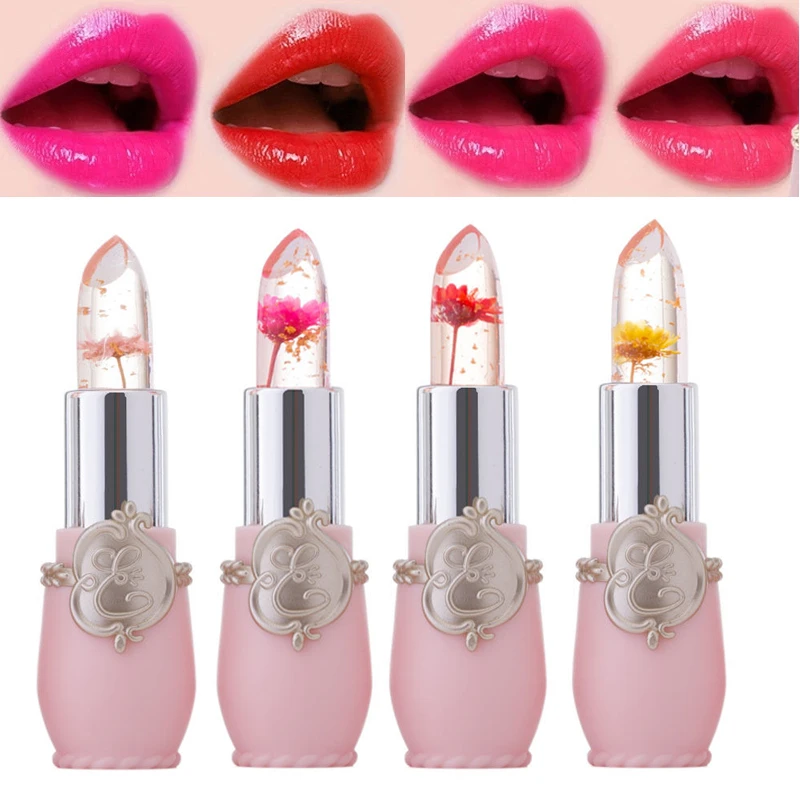 Crystal Jelly Lip Balm Lipstick Flower Temperature Color Changing Lip