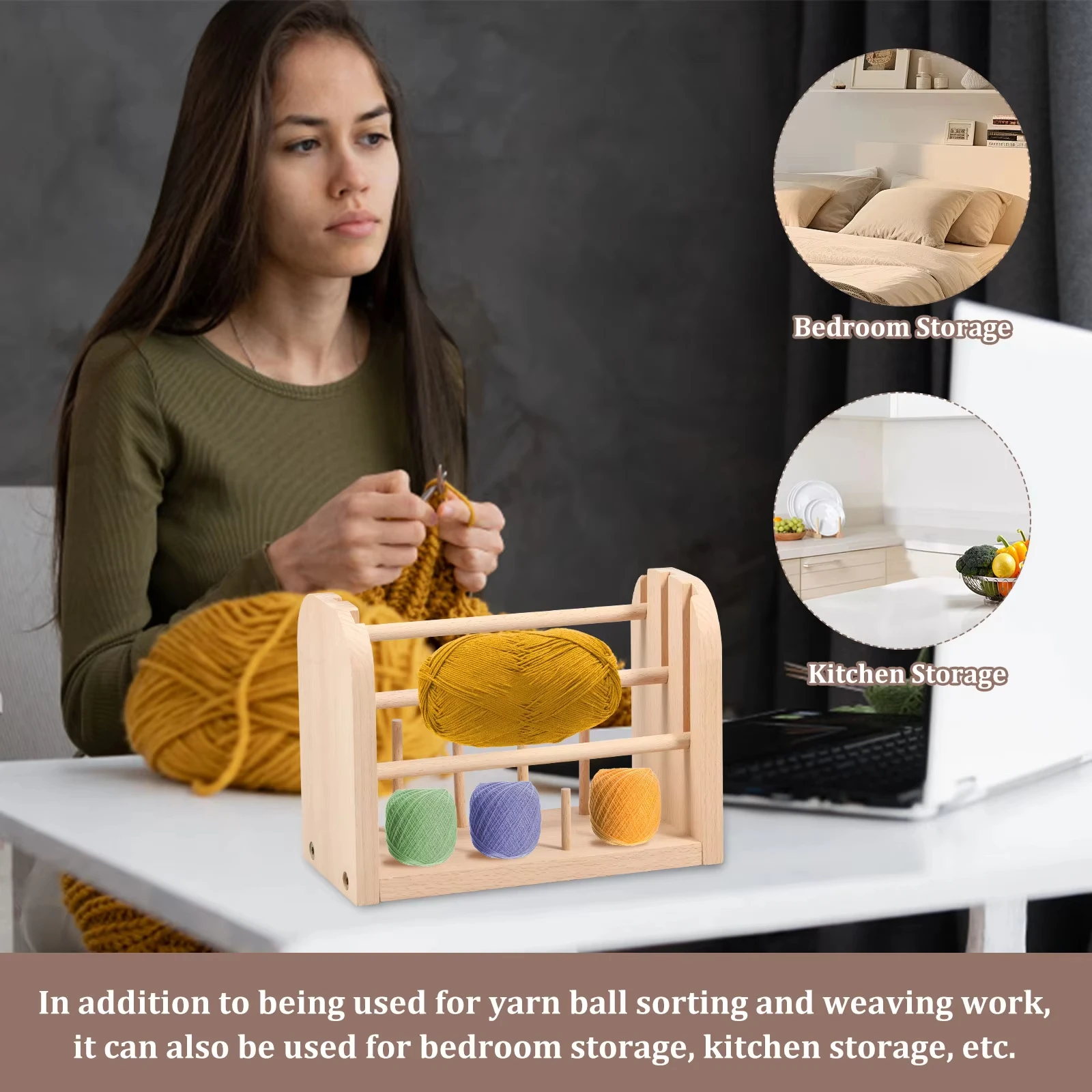 Knitting Tool Organizer Yarn Storage Organizer Yarn Holder Embroidery Floss Organizer Wooden Spools Holder Stand Detachable Crochet Yarn Holder Rack Sewing Thread Spool Thread Organizer Crochet Yarn Supplies