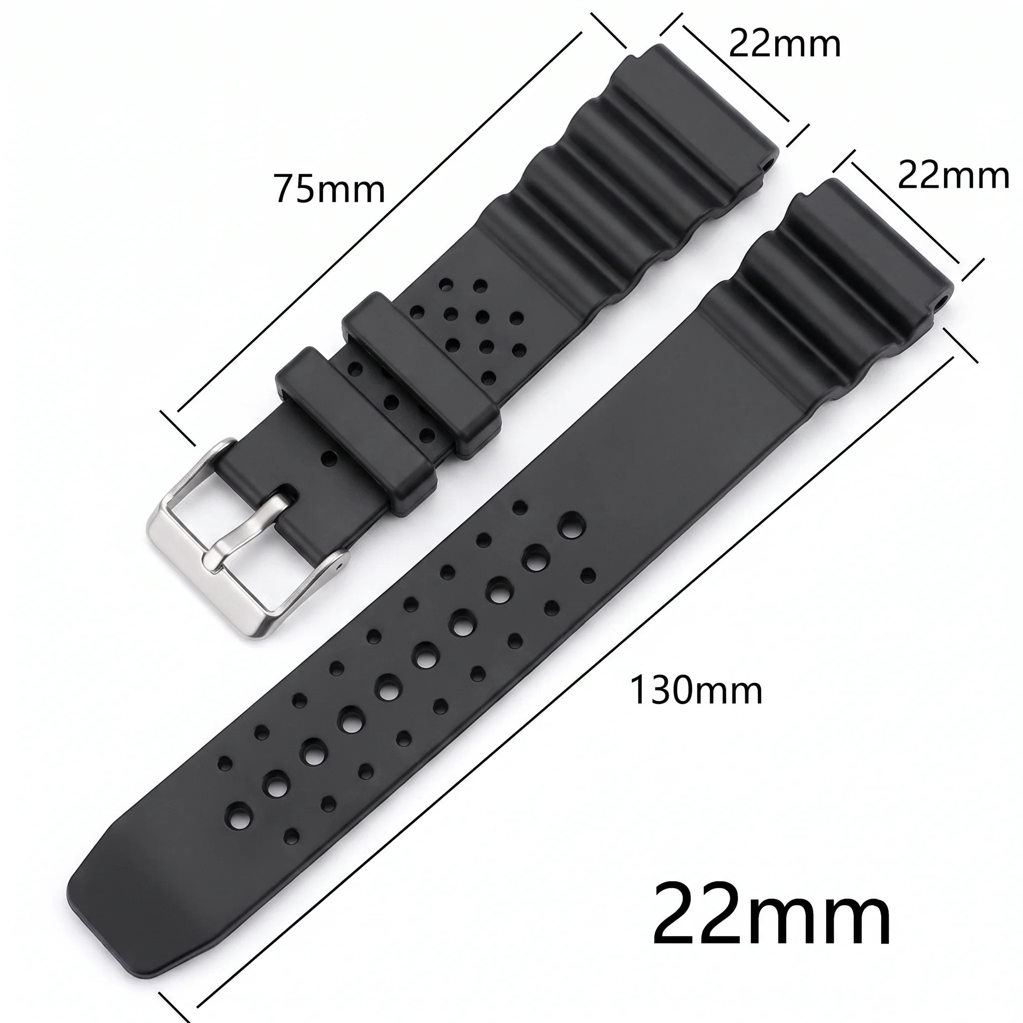 Premium Men's Sports Silicone Watch Strap - Durable 18mm, 20mm, 22mm Rubber Watchband Accessory