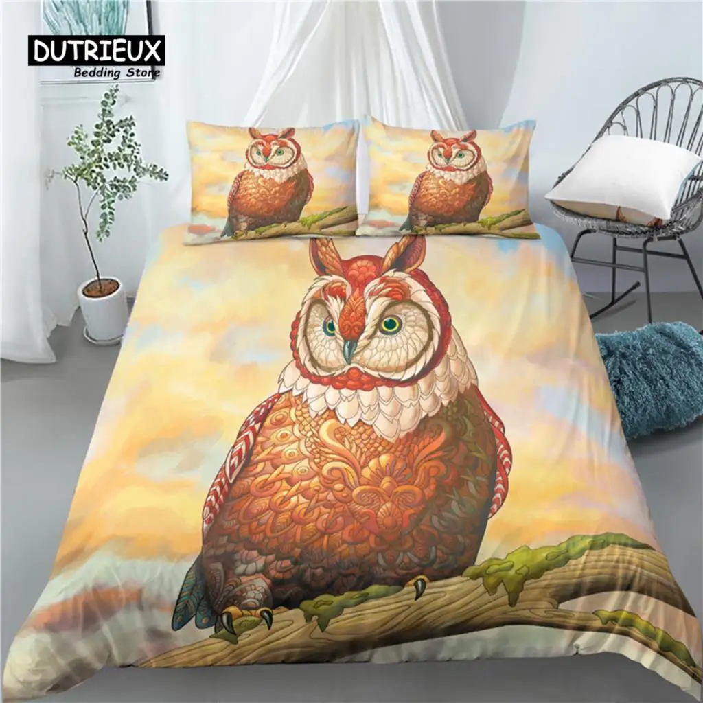 

Home Living Luxury 3D Owl Print 2/3Pcs Comfortable Duvet Cover PillowCase Bedding Sets Queen and King EU/US/AU Size