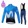 Movistar Racing Thermal Fleece Cycling Jersey Set Bicycle Bib Shorts Bike Clothing Ropa Maillot Ciclismo Hombre Bicicleta Kit 3