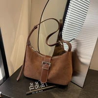 Women Suede Shoulder Bag Autumn and Winter Vintage Women's Bag Hobo Purse Retro Handbags Clutch Purses Top Handle Commuter Bag