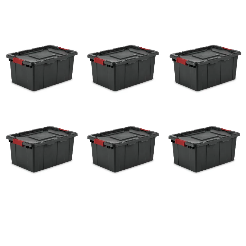 

15 Gallon Industrial Tote Plastic, Black, Set of 6
