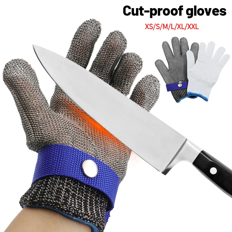 6 Sizes Anti-cut Gloves Safety Stainless Steel Wire Metal Mesh Butcher Protect