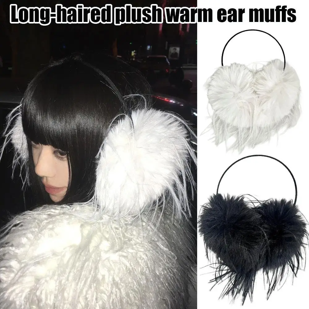 Y2k Long Hair Plush Warm Earmuffs Faux Mink Fur Ear Muffs For Women Winter Cold Proof Fluffy Ear Warmers Thicken Warm Ear Bags