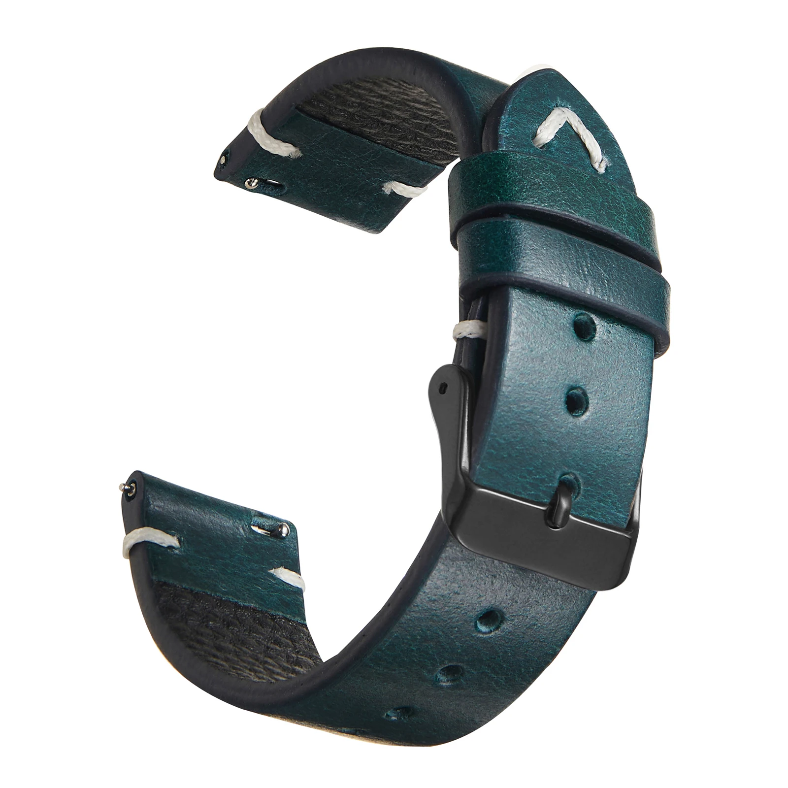 Handcrafted Vintage Oil Wax Leather Watch Strap - Black, Blue, Brown