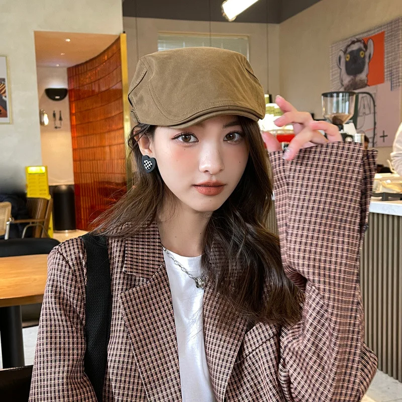 Reverse Beret Ladies Duck Tongue Cap Vintage Forward Cap Men Thin Section Painter Fall Beret