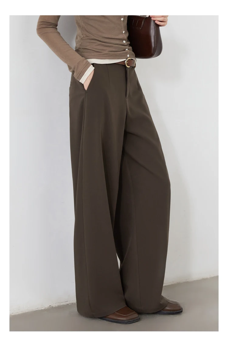 CHIC VEN Women Pants Solid Casual Slim Straight Leg Suit Wide Leg Ladies Trousers Spring Autumn 2025 Clothing for Woman