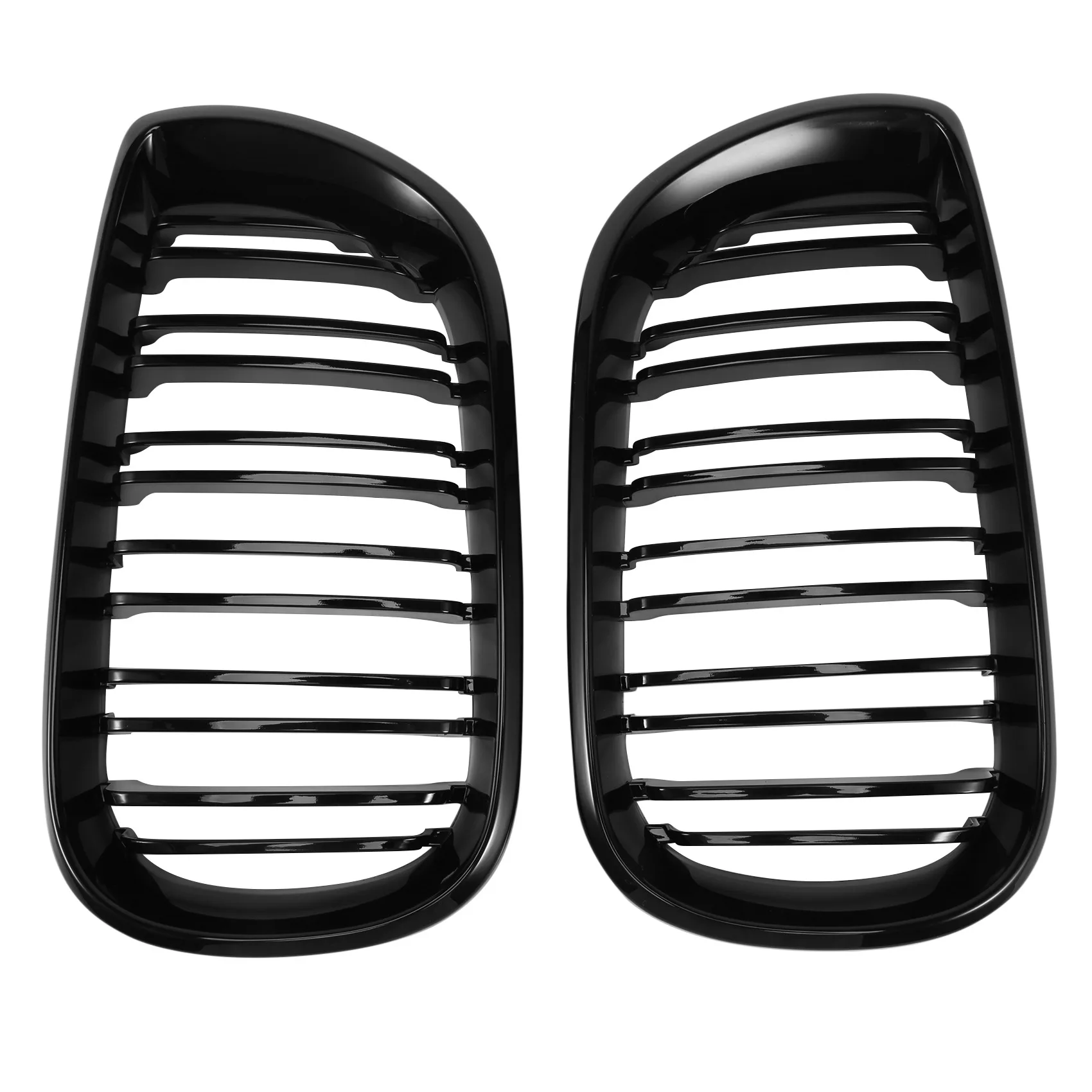 

2Pcs Car Style Gloss Black Front Kidney Double Slat Grill Grille for BMW E46 4 Door 4D 3 Series 2002-2005