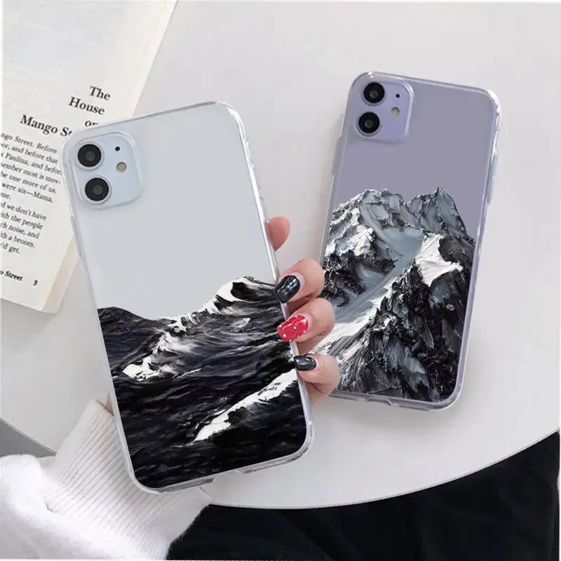 Чехол для телефона с 3D тиснением Снежная гора текстура iphone 13 12 11Pro Mini XS Max 8 7 Plus X SE