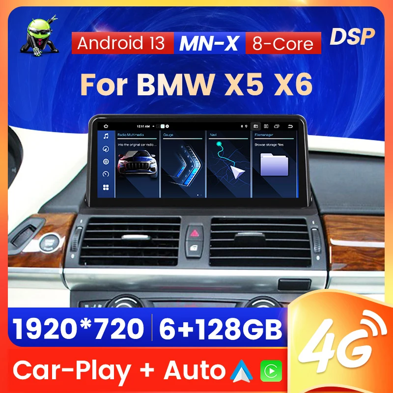 2din-Android-Auto-Car-Radio-Wireless-Carplay-For-BMW-X5-E70-X6-E71-2007 ...
