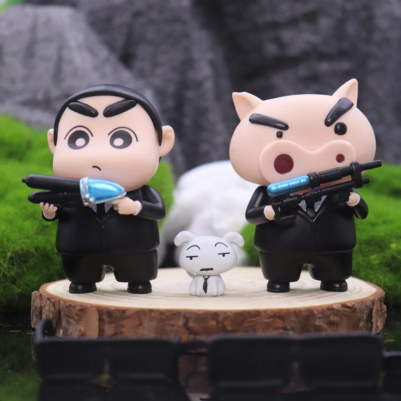 

Crayon Shin-chan как мужские в черном аниме экшн-Фигурки игрушки 8 см