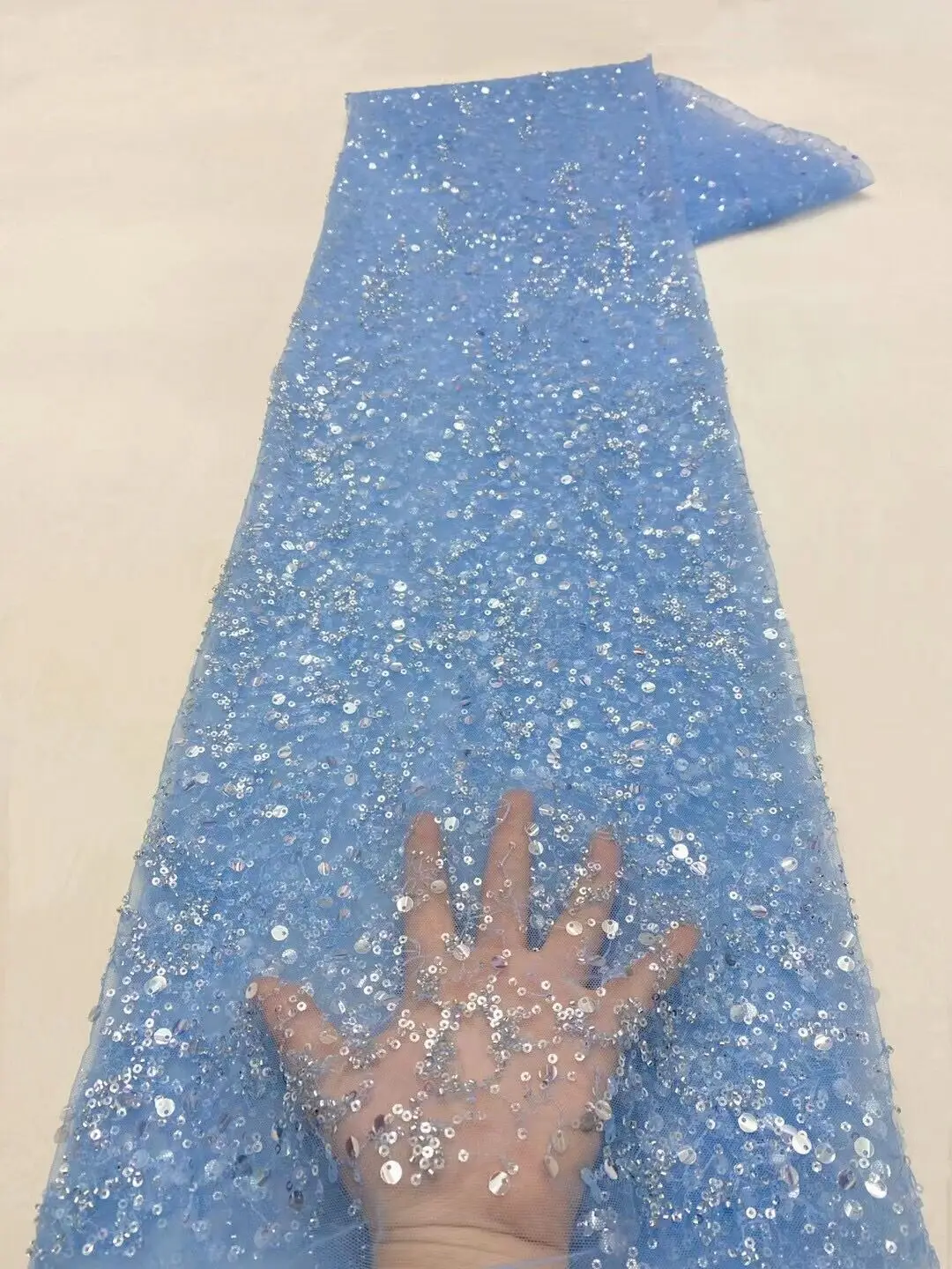

High quality J-11018612 fabirc French mesh tulle lace Sequin Nigeria fabric lace for sewing evening dress wedding dress
