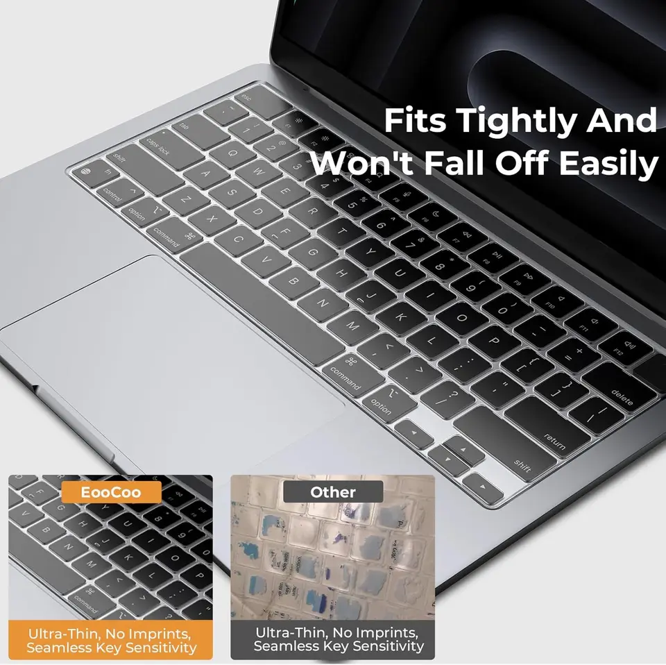 Cover Tastiera Ultra Sottile In TPU Per MacBook Air/Pro 2026-2021 – Trasparente, 0,12 Mm, Compatibile Con Chip M5/M4/M3/M2/M1 – Modelli 13, 14, 15 E 16 Pollici