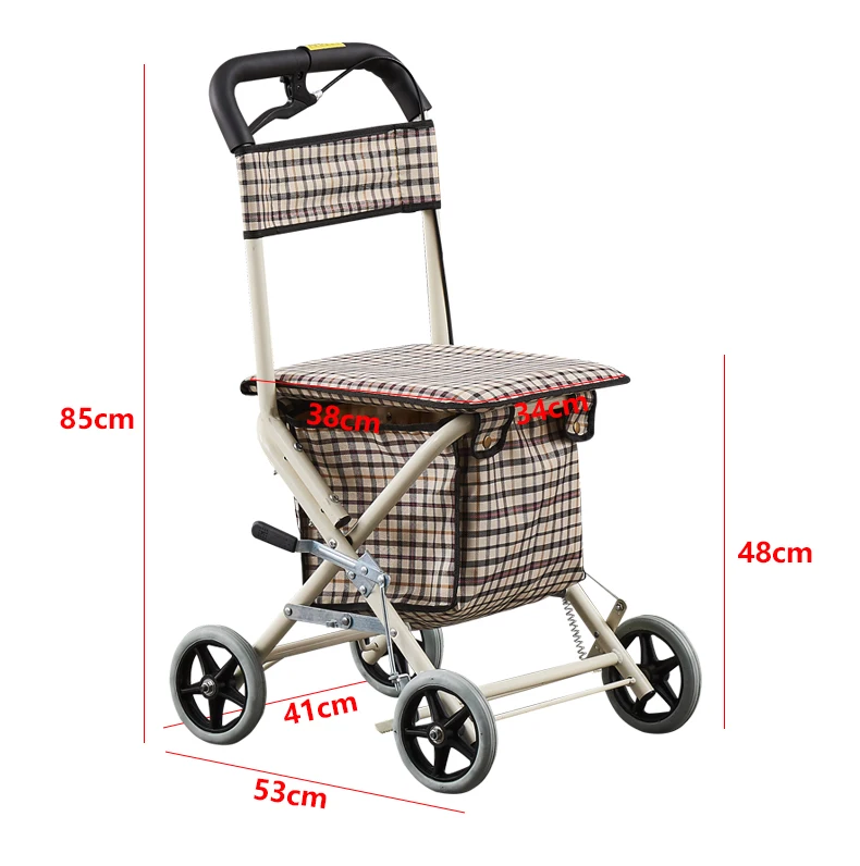 mini shopping cart of the elderly climbs Walking Stick  fold move  tools pushed lightly the elderly four-wheeled vehicle 2