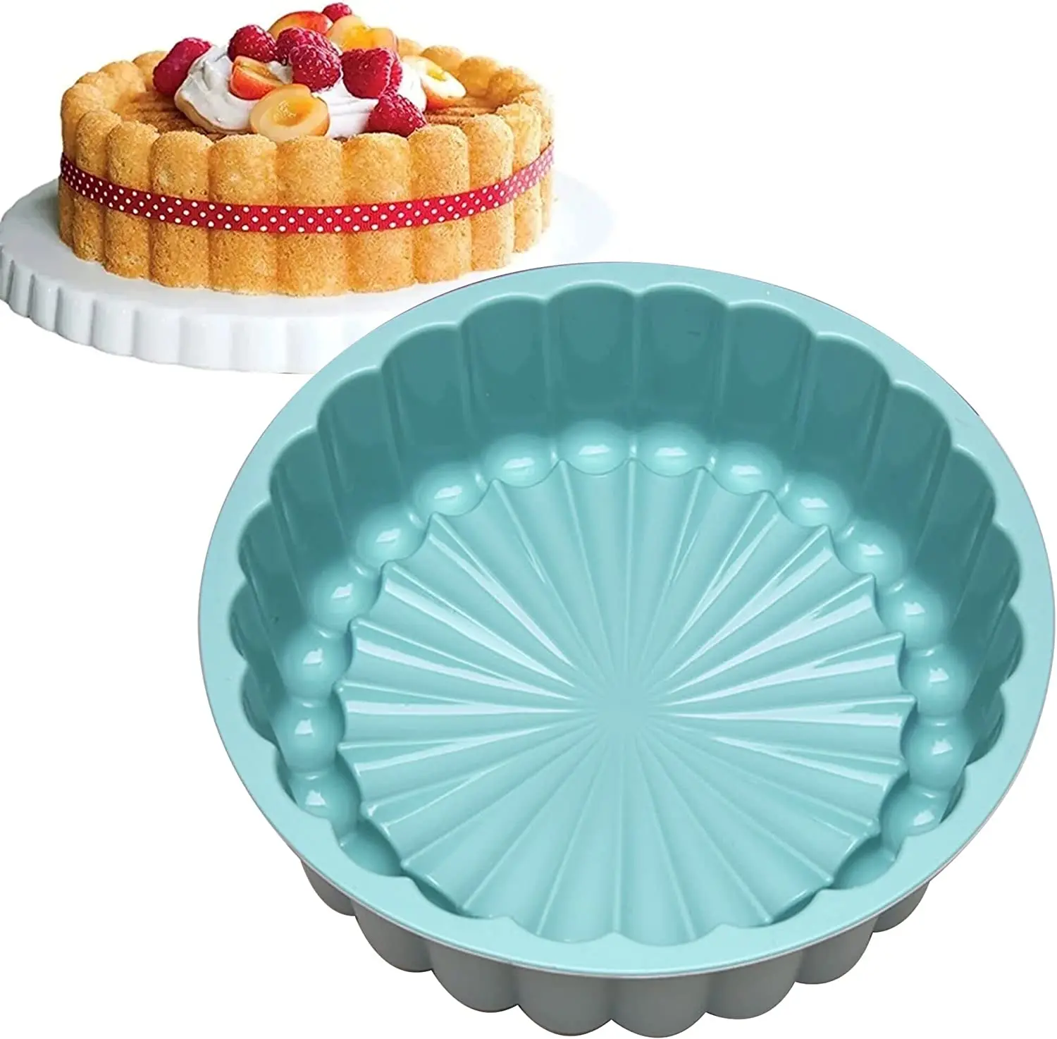 Goaste 9.5 Inch Charlotte Cake Pan, Reusable Mold Fluted Cake Pan, Nonstick  Aluminium Cake Mold with Flower Shape for Cheese Cake, Chocolate Cake