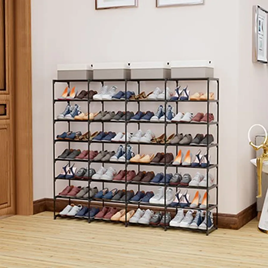 Shoe Rack Large Capacity 4 Rows 8 Tier 5664 Pairs Shoes Boots Sneaker Stackable Storage Organizer Garage Entryway Hallway Front