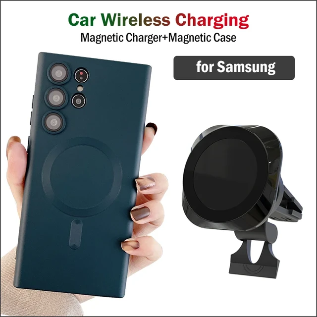 15W Fast Car Magnetic Wireless Charger+for Magsafe Silicone Case for Samsung  Galaxy S23 S22 S21 Ultra Plus Car Charging Holder - AliExpress