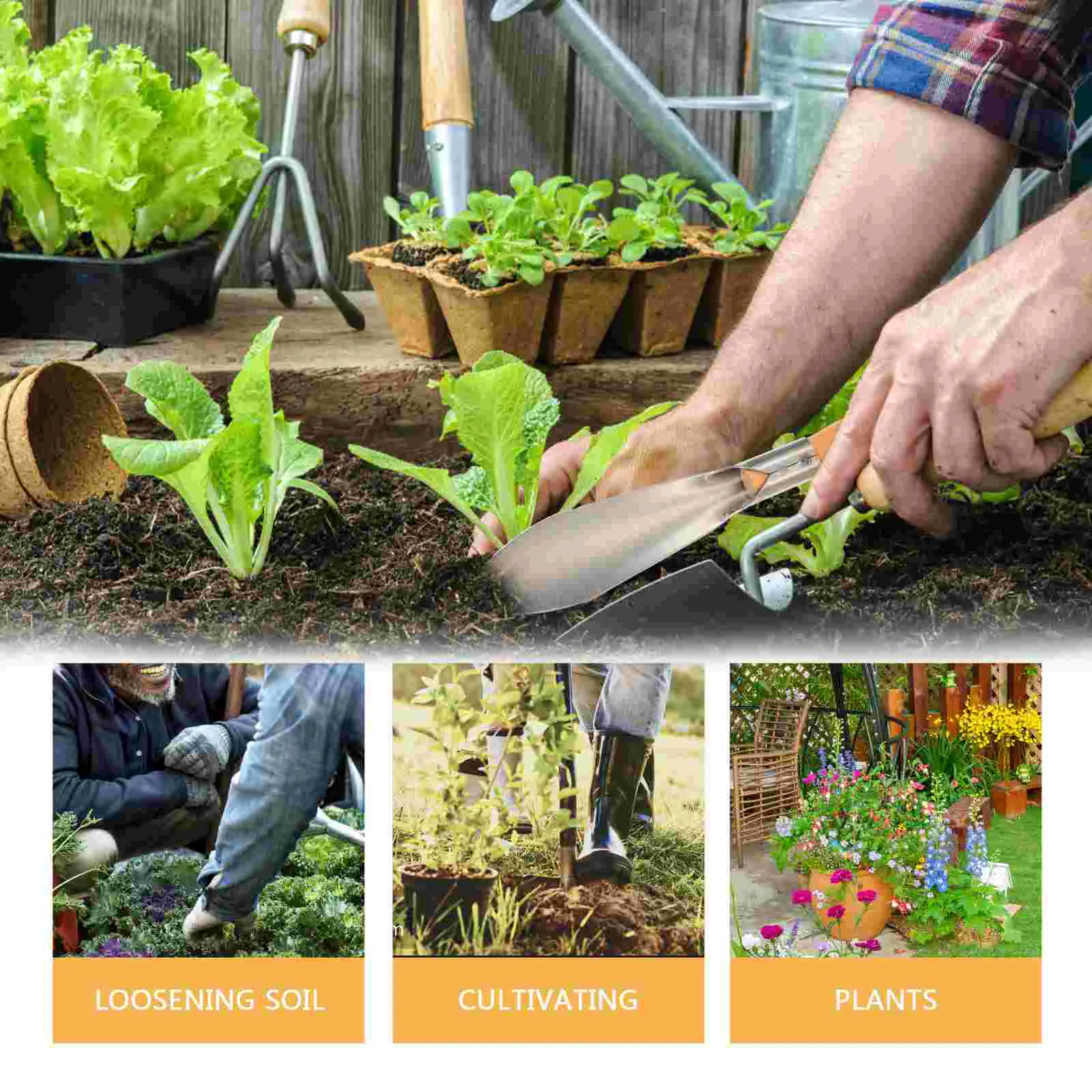 2 Pcs Gardening Hand Trowel Trowels Weeding Tool Scoop Small Stainless Steel
