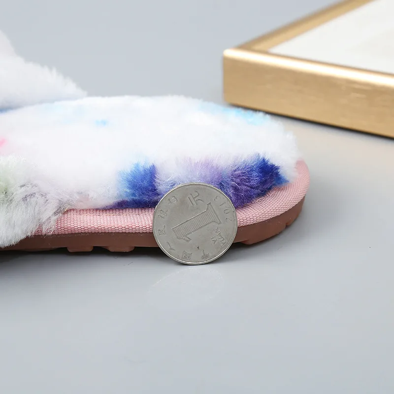 slippers women's large size home colorful  plush cotton slippers BF08