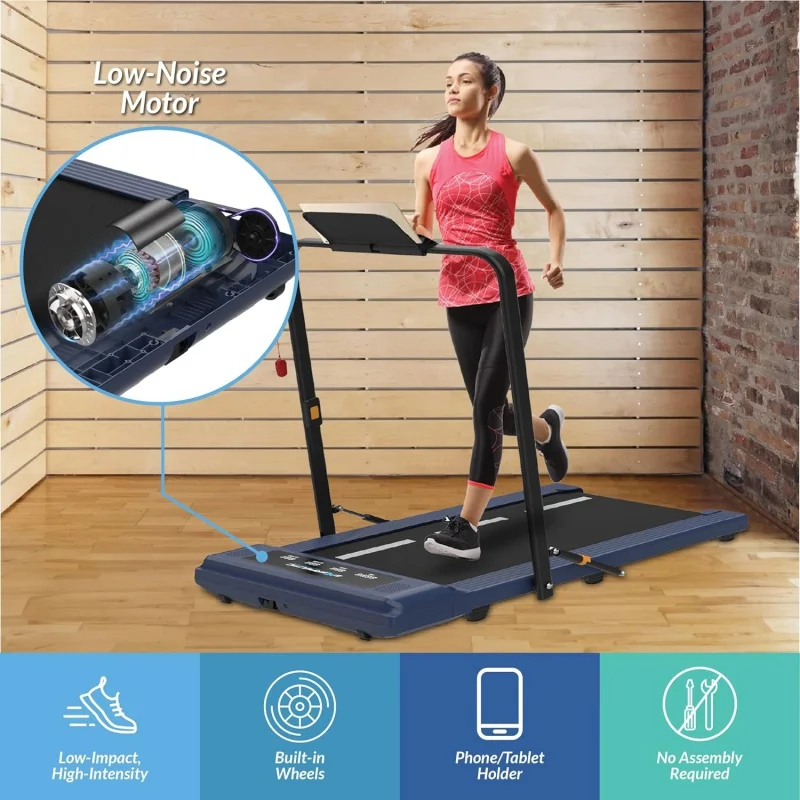 400 Lb. Capacity Heavy-Duty Walking/Jogging Exercise Treadmill-Home Gym Workout Equipment-Foldable Under Desk Design