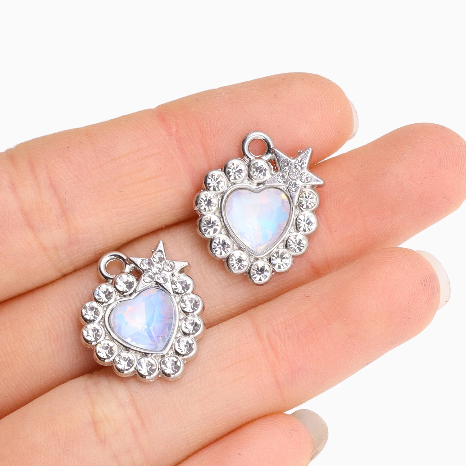 5 Stücke Neue Mond Sterne Herz Charms Mode Y2K Stil Legierung Anhänger Für DIY Handgemachte Halskette Armband Und Schmuck Machen handwerk – Detail 8