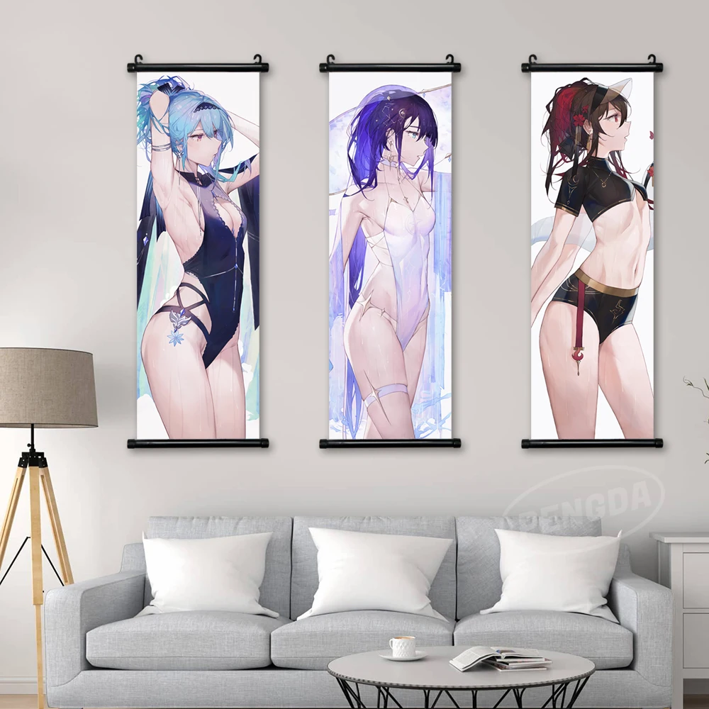 

Wall Art Genshin Impact Canvas Beelzebul Pictures Eula Painting Keqing Print Hu Tao Poster Morax Hanging Scrolls Home Decoration