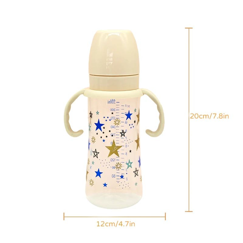 330ml star pattern baby bottle, bite-resistant, anti-flatulence PP bottle, large-capacity bottle for babies over 6 months old 6