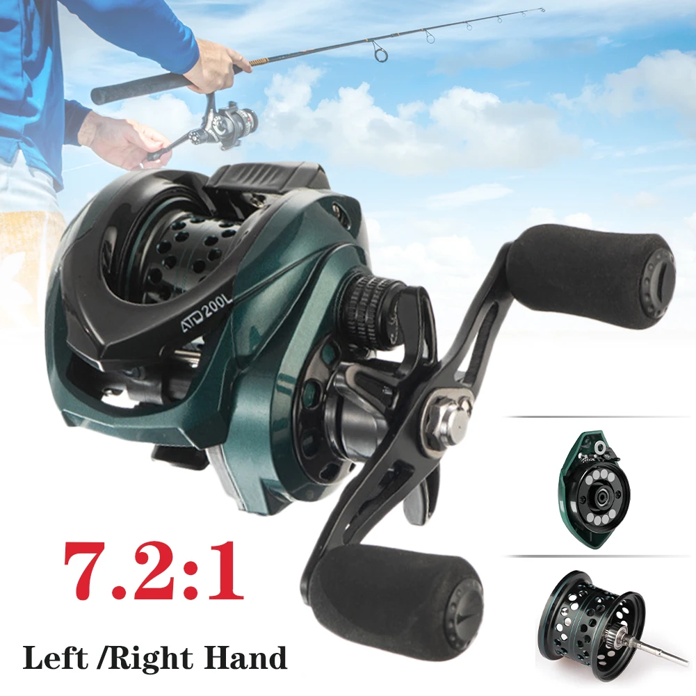 

Professional 10KG Drag Power 22LB Fishing Reel 210g Ultra-Linght 7.2:1 High Speed Baitcasting Reel Magnetic Brake Long Casting