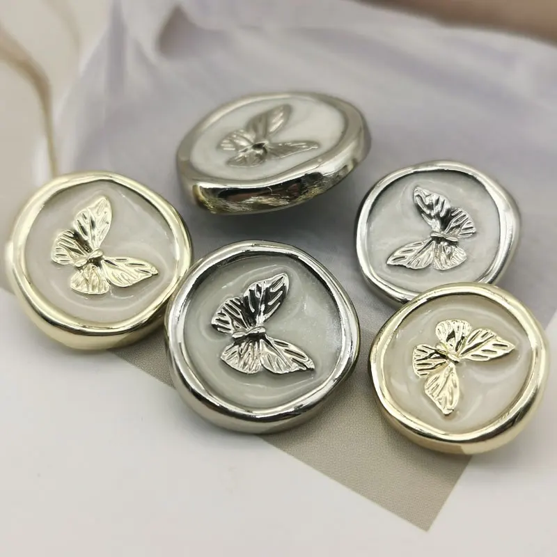 10pcs 18mm 23mm 금속 드롭 오일 나비 단추 의류 코트 자 켓 자 수 바느질 액세서리 DIY 공예 용품 새로운