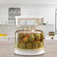 Hourglass Jar Pickle Can Wet and Dry Separator Food Storage Container Kitchen Fermentation Kit with Strainer Flip Airtight Lid 1