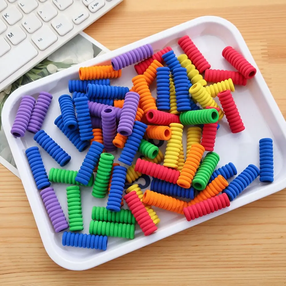10pcs 편안한 스폰지 펜 그리퍼 인체 공학적 부드러운 질감 미끄럼 방지 펜 그립 쓰기 용 쓰기 보조 그립