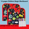 14 Pages Magic Blackboard Children Educational Toy Kids Coloring Books toys to Draw Erase Boards with 12 pcs Water Chalk Pens 5