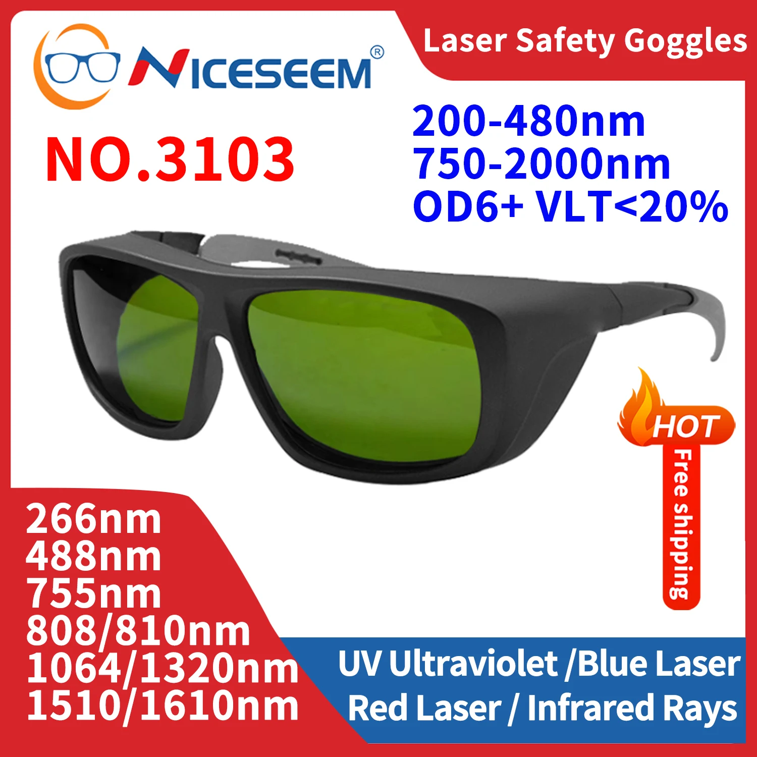 

Radiological Protection Glasses Protective Eyepieces Industrial Safety Lenses Soldering Goggles Radiation 200-480 750-2000nm