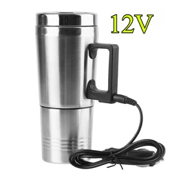 Compact Stainless Steel Electric Travel Thermos - Portable Heated Car Kettle (12V)