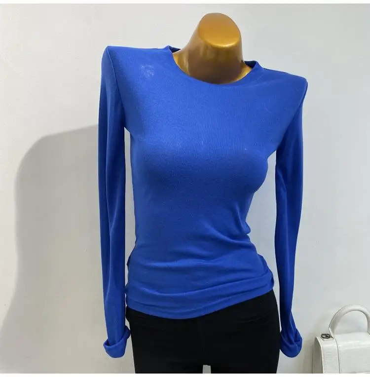 Blue round neck