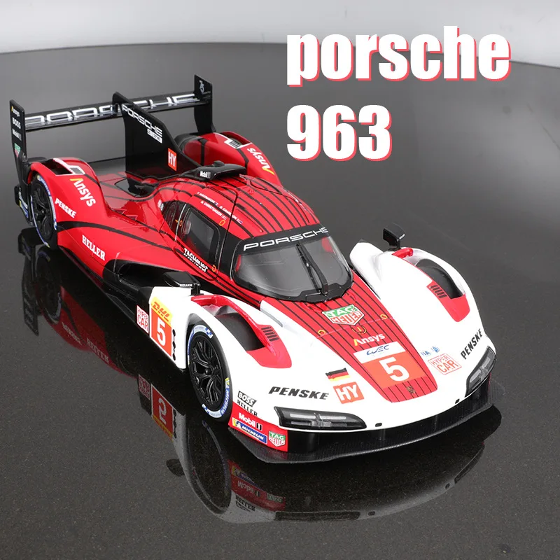 

New Bburago 1:24 Porsche 963 Racing Car Le Mans Rally Champion Alloy Luxury Vehicle Car Model Alloy Ornaments Collection Gifts