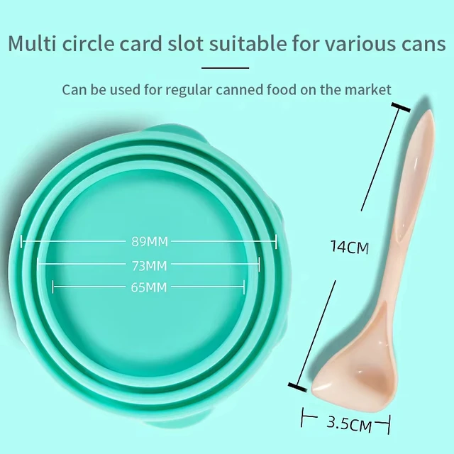 Portable Silicone Dog Cat Canned Lid 2-in-1Food Sealer Spoon Pet Food Cover Storage Fresh-keeping Lids Bowl Dog Accessories 3