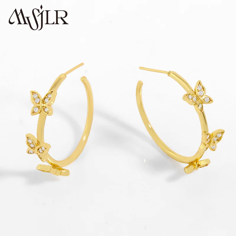 

Женские серьги с-образным цирконием