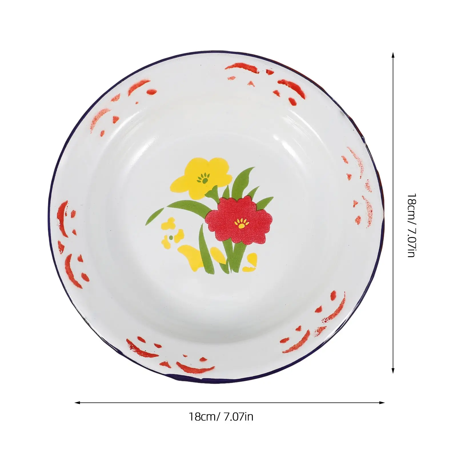 2 Pcs Enamel Plate Vintage Food Tray Camping Dishes Washing Platter Plates Enamelware Salad Enamel Preservation Bowl