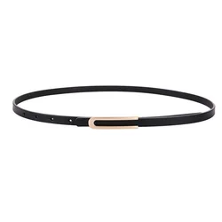 Luxury Women's Cowhide Leather Belt with U - Shaped Smooth Buckle - 102cm (Black)