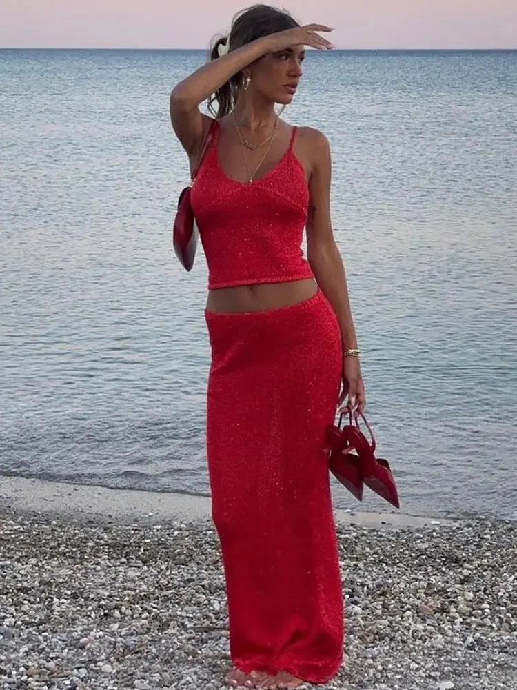 Zaria Shiny Backless Set Back View