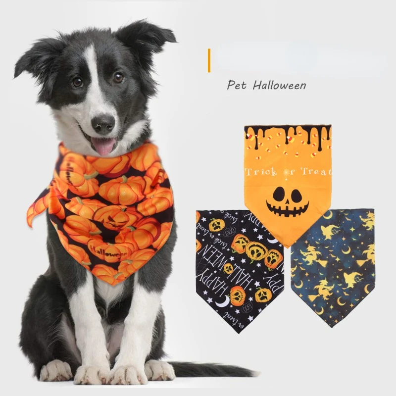 

1Pc Halloween Dog Bandana Pet Dogs Cats Triangle Scarfs Bibs Adjustable Washable Bib Scarf for Small Medium Dog Pet Supplies