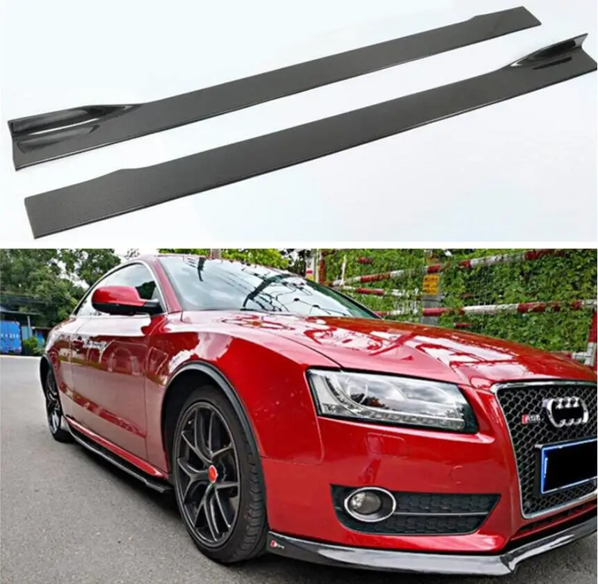 

High Quality REAL CARBON FIBER SIDE BODY SKIRTS KIT LIP COVER FOR Audi SLINE A5 S5 RS5 B8 2008 2009 2010 2011