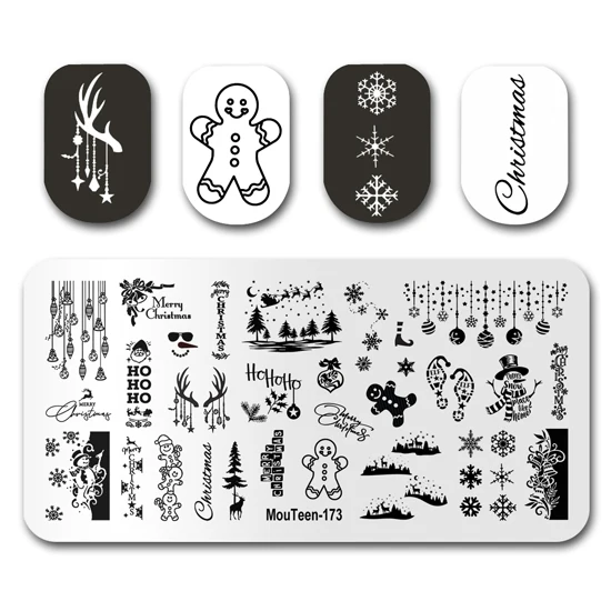 Nail Stamping MouTeen135 Cartoon Gnome Christmas Art Nail Plates Stamp King Manicure Set For Nail Art Stamping 3