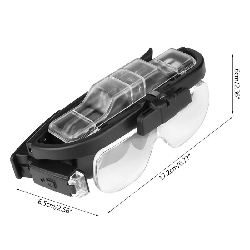 Adjustable 2 Lens Loupe LED Light Headband Magnifier Glass LED Magnifying  Glasses With Lamp 1.5X20x2.5X3.5X4.0X4.5X