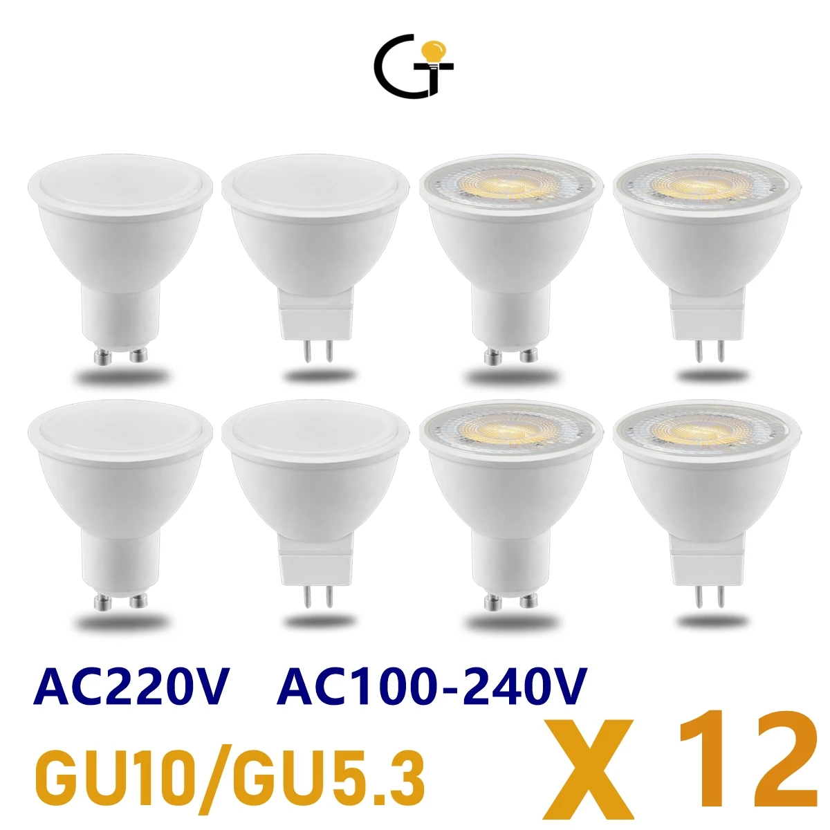 

12Pcs/LOT GU10 MR16 Led Spotlight AC220V AC110V 3W-8W Bulb Spot GU5.3 Lighting Bulb Indoor Lighting Home Decoration Bombillas
