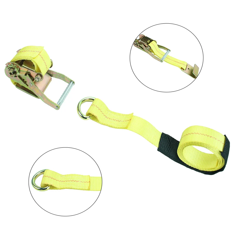 Ratchet Tie Down Straps Kit Tire Straps Car Tie Down with Snap Hooks for Passenger Car Truck Trailer