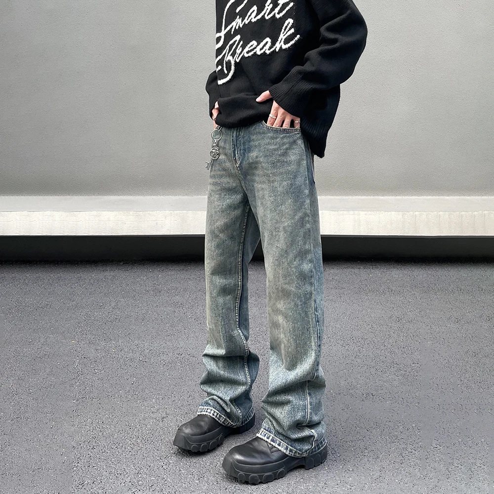 Jeans Men Y2k Streetwear Casual Fashion Straight-leg Baggy Stacked Trousers Autumn Winter Designer Vintage Street Denim Pants 2